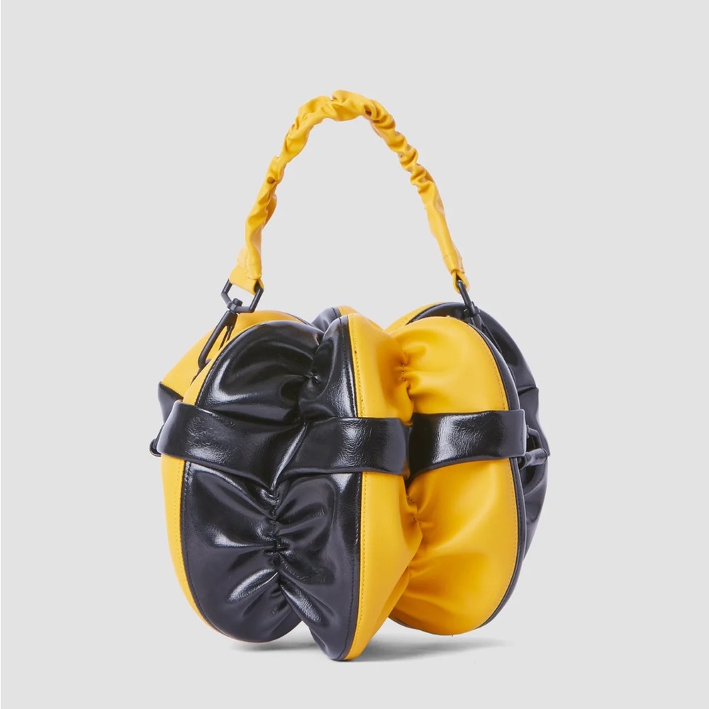 Tokyo James Small Ata Rodo Bag Yellow Black Ruched Crossbody Handbag NWT
